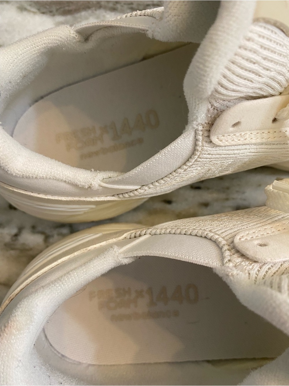 New Balance Women's Cream Knit Sneakers with Tan Accent - Picture 6 of 8